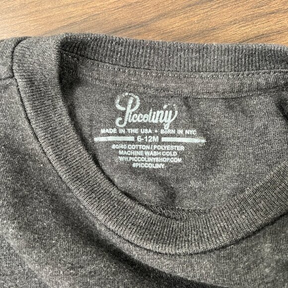 Piccoliny USA Made Gray Baseball Stripes Brooklynite Print One Piece 6-12M - Picture 6 of 7